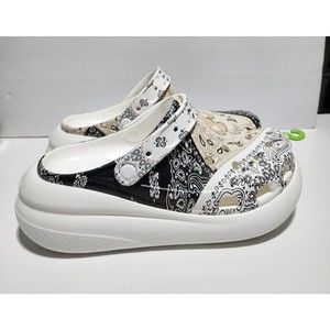 Crocs Classic Crush Bandana Clog Paisley White Men Unisex Slip On 208119-2ZM s10